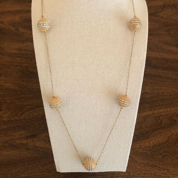 J.Crew | Pave Ball Station Necklace | 37” Adjustable - Picture 2 of 6